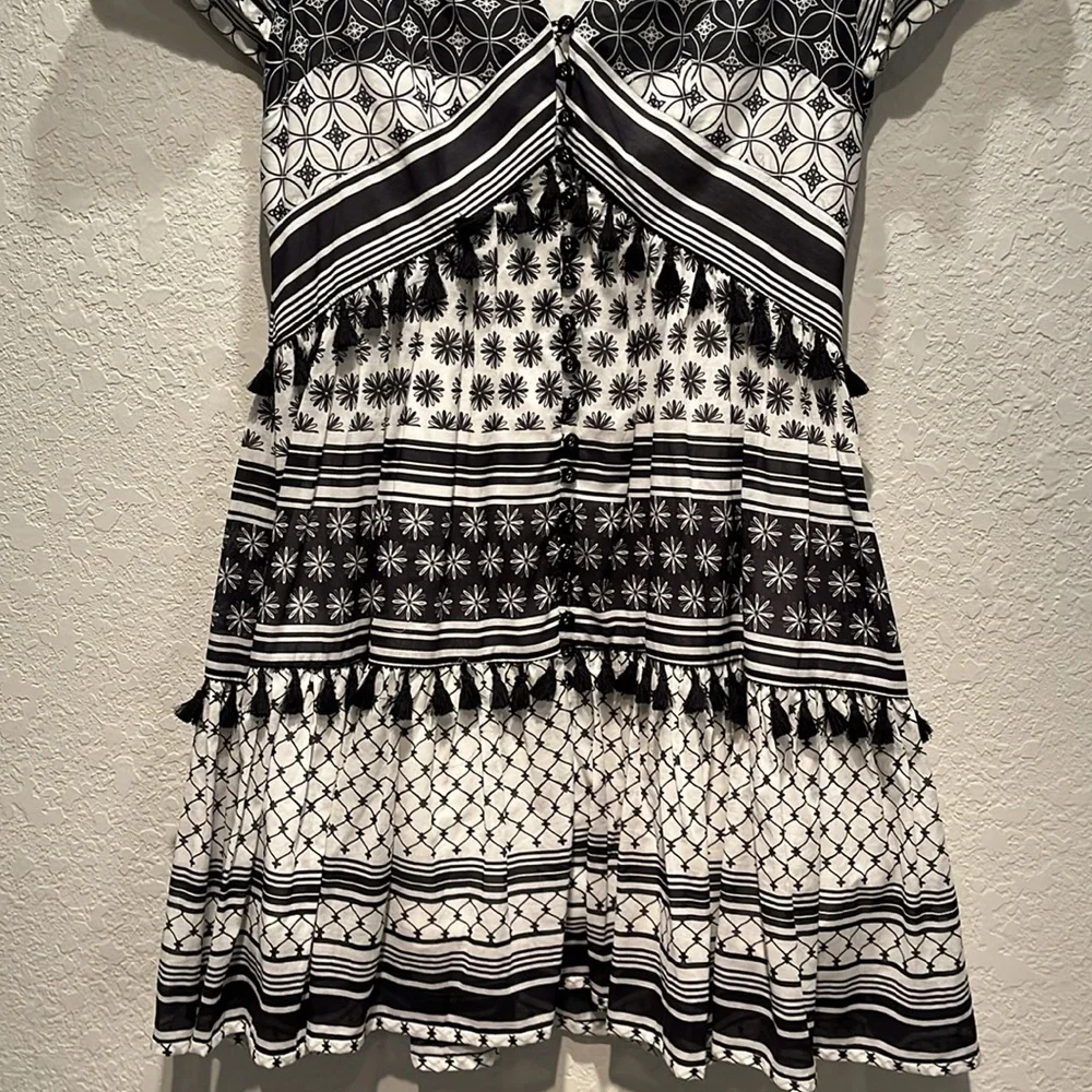 ANTHROPOLOGIE x AIJEK Pias Short Dress Tassel Cotton Bohemian Dress - Picture 6 of 12